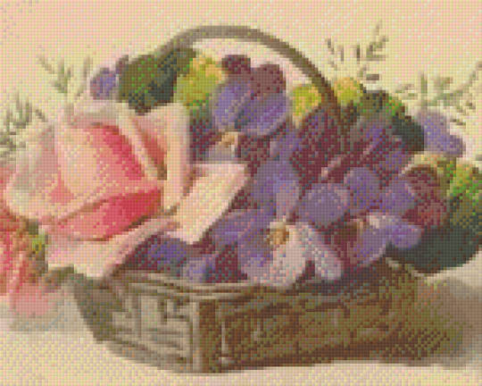 Basket With Rose And Pansies Nine [9] Baseplate PixelHobby Mini-mosaic Art Kit